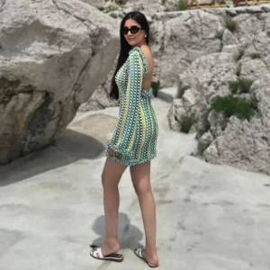 Backless Knit Mini Cover Dress
